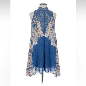 NWOT Free People Blue and Cream Lace Dress